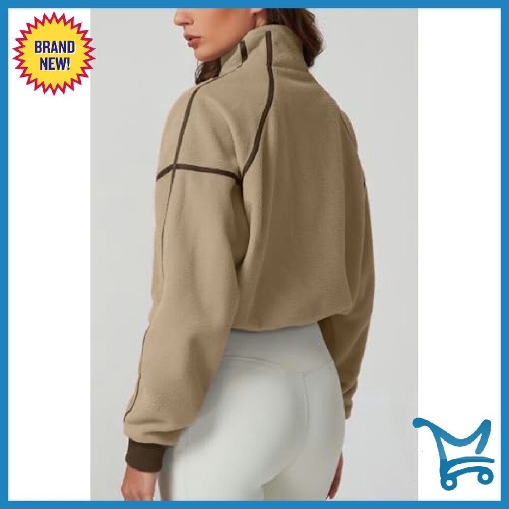Women's Half Zip Fleece Pullover Cozy Sherpa Sweatshirt Winter Top - Picture 4 of 7